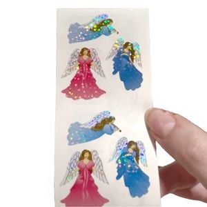 Vintage Sandylion Sparkly Angel 27 Stickers Fairy Prismatic Pink Blue Iridescent